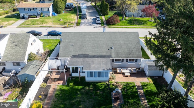 aerial view with a residential view