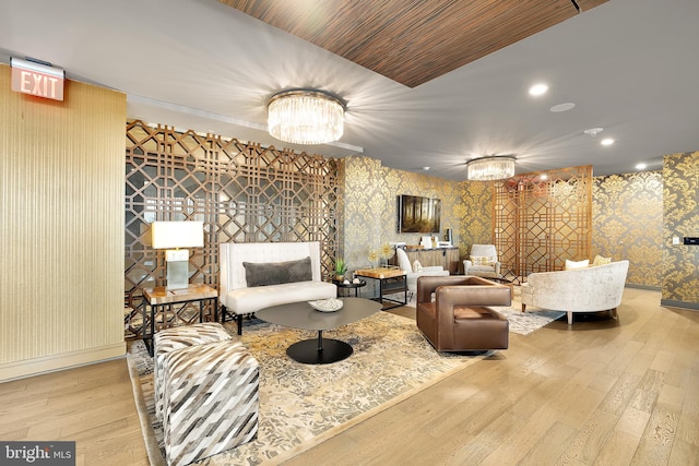 building lobby featuring wallpapered walls and recessed lighting
