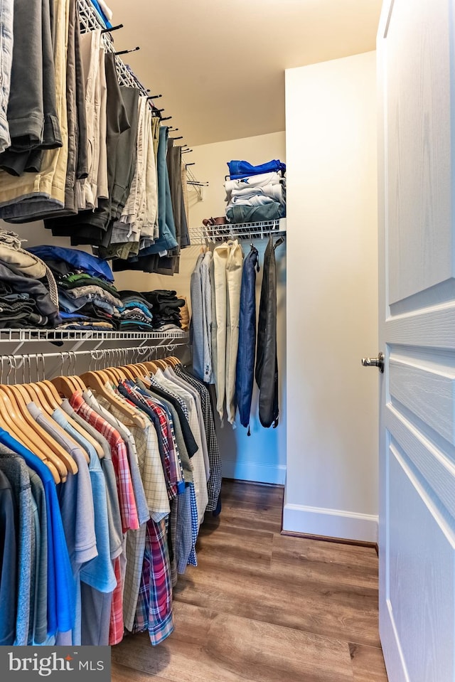 spacious closet with wood finished floors