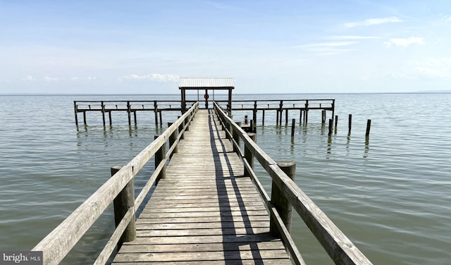 view of dock featuring a water view
