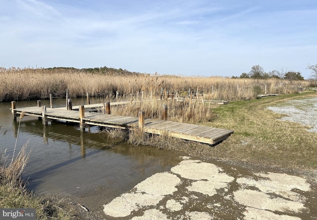 view of dock featuring a water view