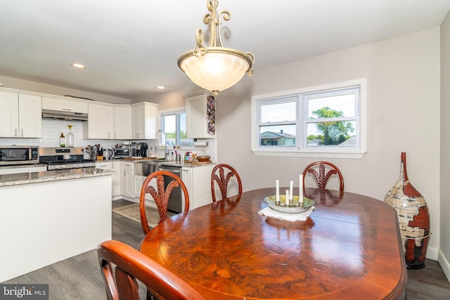 228 Purdue Ave, Pemberton, NJ 08068 - dining room with dark wood-style flooring and recessed lighting