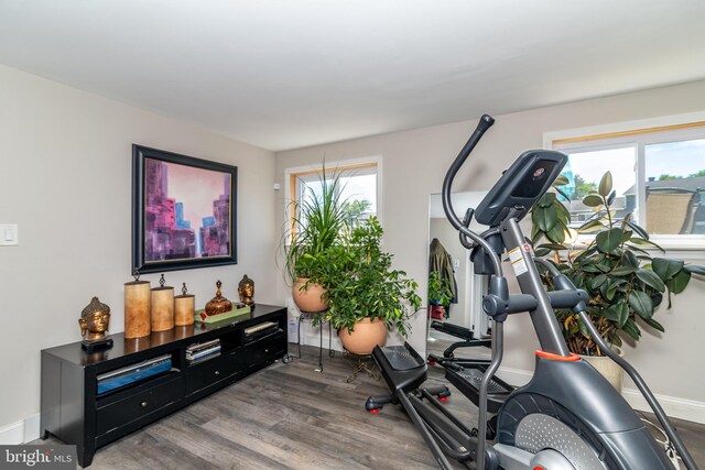 228 Purdue Ave, Pemberton, NJ 08068 - exercise room featuring baseboards and wood finished floors