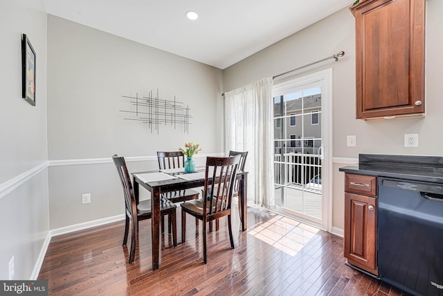 42880 Conrad Ter, Chantilly, VA 20152 - dining area with baseboards and dark wood-style floors