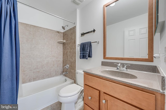 42880 Conrad Ter, Chantilly, VA 20152 - bathroom featuring vanity, shower / bath combination with curtain, toilet, and visible vents