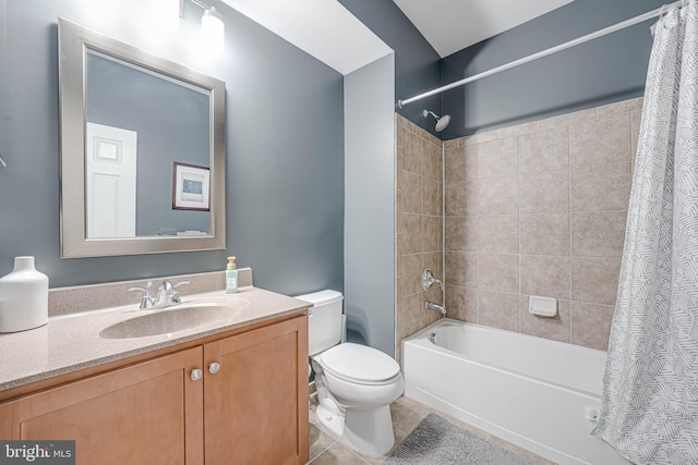 42880 Conrad Ter, Chantilly, VA 20152 - bathroom with shower / bath combo with shower curtain, tile patterned flooring, toilet, and vanity