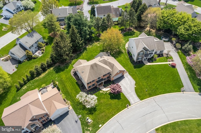 aerial view with a residential view