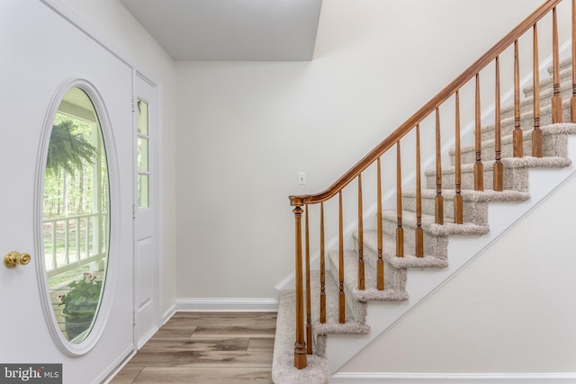 275 Wood Rise Ln, Winchester, VA 22602 - foyer entrance featuring baseboards, wood finished floors, and stairway