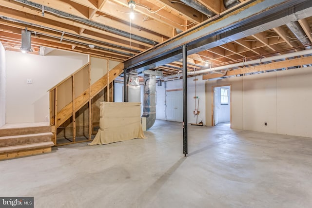 275 Wood Rise Ln, Winchester, VA 22602 - basement featuring heating unit and stairs