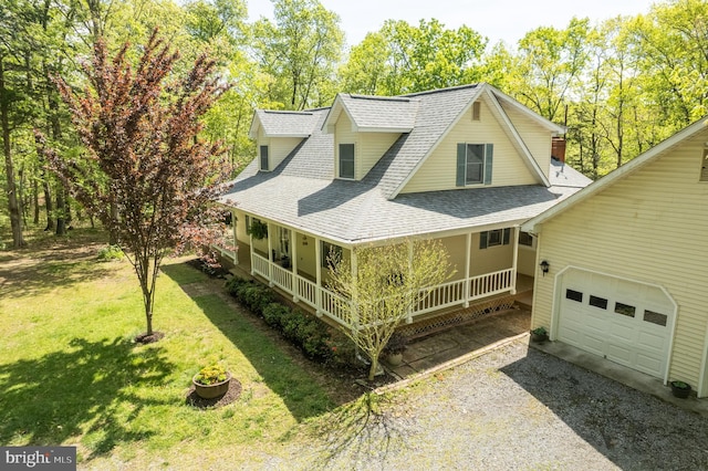 275 Wood Rise Ln, Winchester, VA 22602 - exterior space featuring roof with shingles, an attached garage, a lawn, covered porch, and driveway