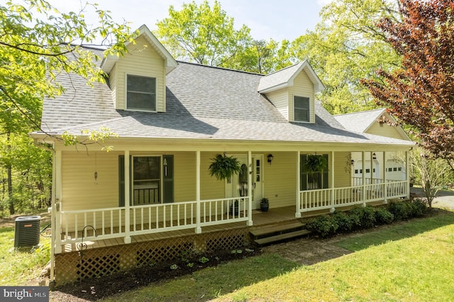 275 Wood Rise Ln, Winchester, VA 22602 - view of front of house with covered porch, central AC unit, and a shingled roof