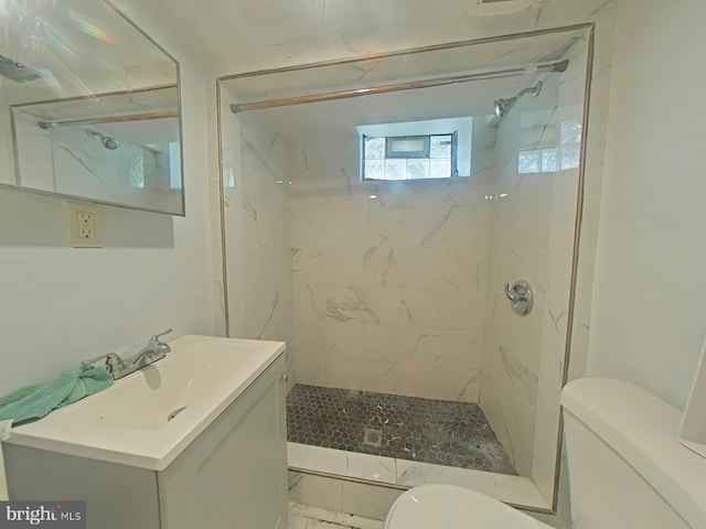2113 N 17th St, Philadelphia, PA 19121 - full bath with vanity, a marble finish shower, and toilet