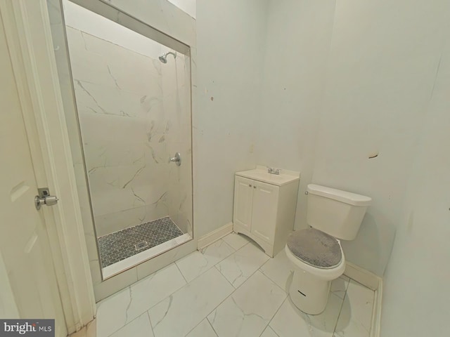2113 N 17th St, Philadelphia, PA 19121 - bathroom featuring a sink, baseboards, toilet, marble finish floor, and a marble finish shower
