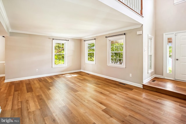 21130 Haystack Ct, Ashburn, VA 20147 - entrance foyer with ornamental molding, light wood-type flooring, and baseboards