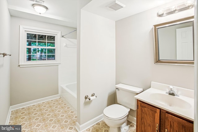 21130 Haystack Ct, Ashburn, VA 20147 - full bath featuring vanity, toilet, baseboards, and  shower combination