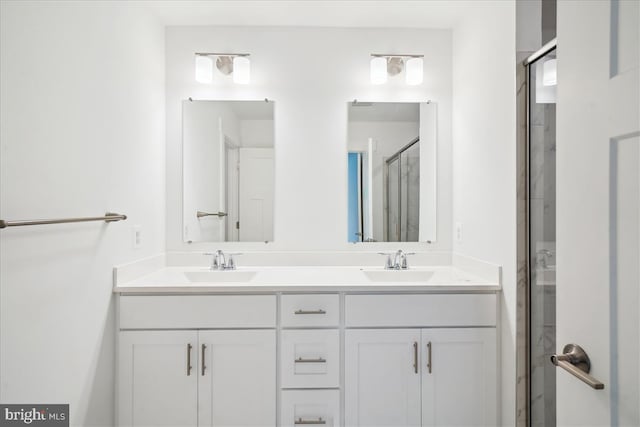 9842 Fire Tower Rd, Ijamsville, MD 21754 - bathroom with a shower stall and double vanity