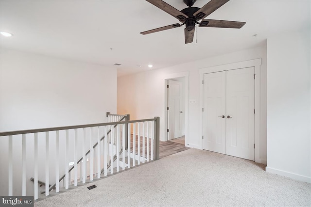9842 Fire Tower Rd, Ijamsville, MD 21754 - hallway featuring an upstairs landing, recessed lighting, carpet, and baseboards
