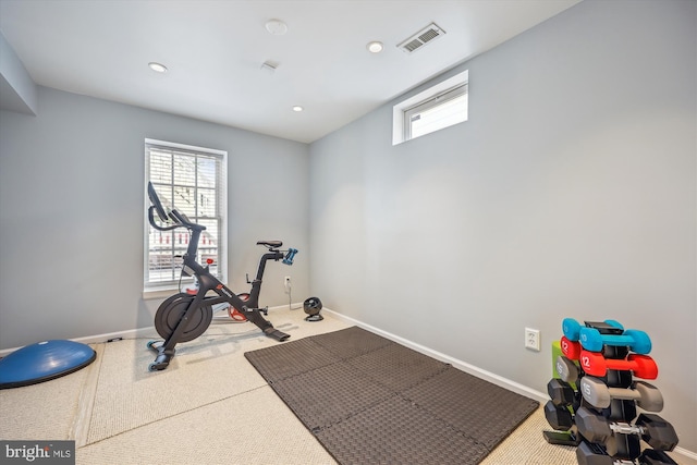 502 Leaning Oak St, Gaithersburg, MD 20878 - exercise room with baseboards, carpet, and recessed lighting