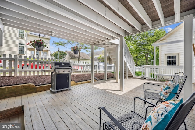 502 Leaning Oak St, Gaithersburg, MD 20878 - deck with area for grilling, stairs, and fence