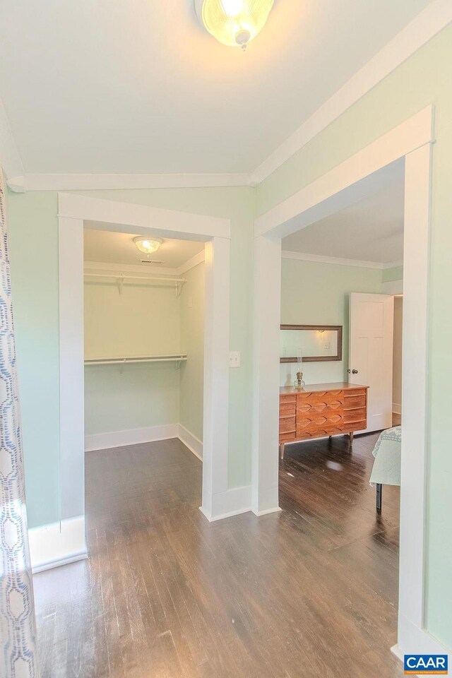 551 Bremo Rd, Bremo Bluff, VA 23022 - hall with baseboards, ornamental molding, and wood finished floors