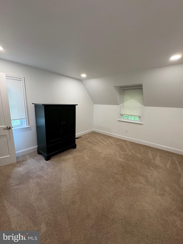 7915 New Second St, Elkins Park, PA 19027 - bonus room featuring baseboards, carpet, vaulted ceiling, recessed lighting, and plenty of natural light