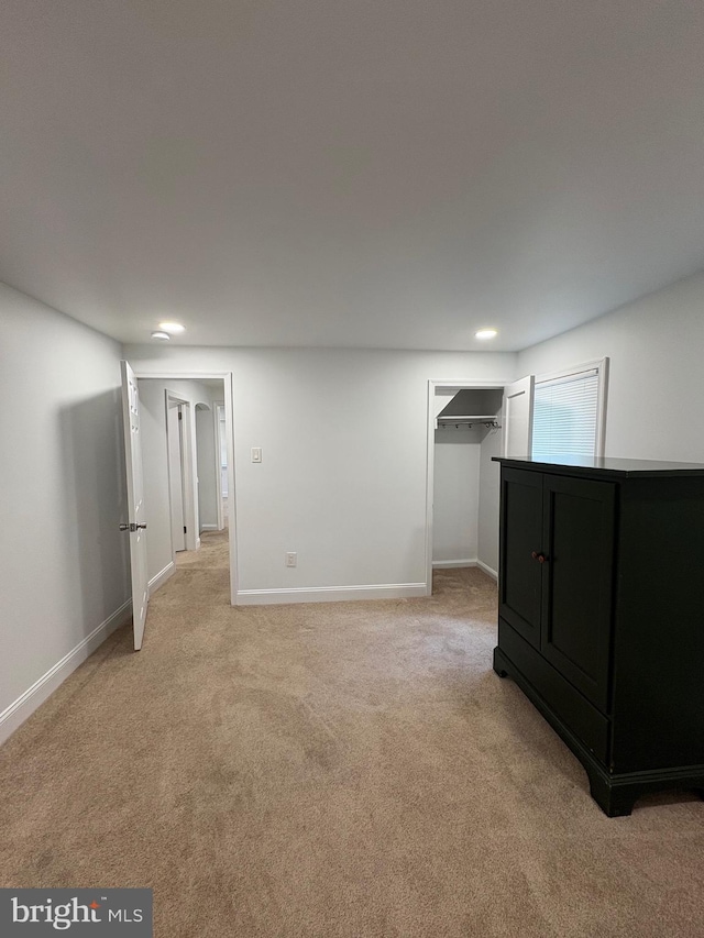 7915 New Second St, Elkins Park, PA 19027 - below grade area with light colored carpet, baseboards, and recessed lighting