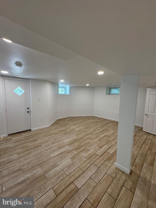 7915 New Second St, Elkins Park, PA 19027 - basement with light wood finished floors, baseboards, and recessed lighting