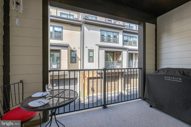balcony featuring area for grilling