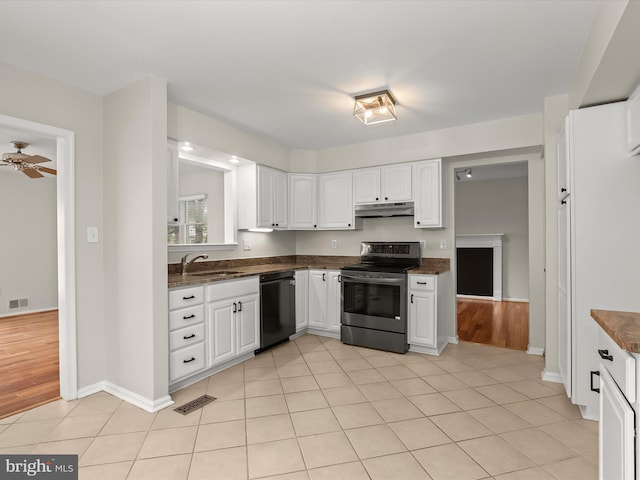 3826 Perryhurst, Nottingham, MD 21236 - kitchen with electric range, dishwasher, under cabinet range hood, white cabinets, and a sink