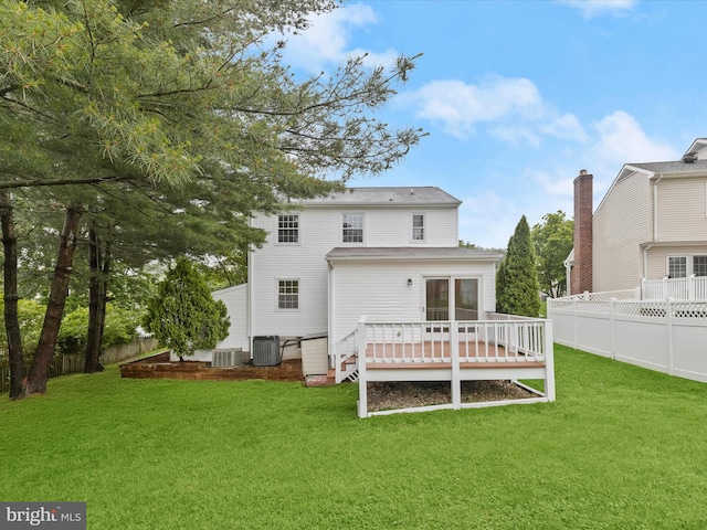 3826 Perryhurst, Nottingham, MD 21236 - rear view of property with a deck and central air condition unit