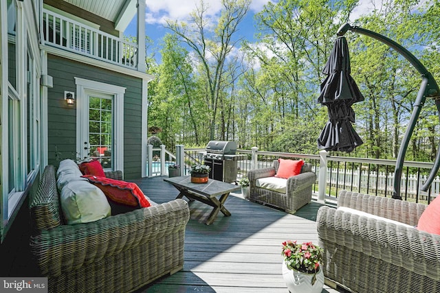 41972 Paddock Gate Pl, Ashburn, VA 20148 - wooden terrace with grilling area and outdoor lounge area