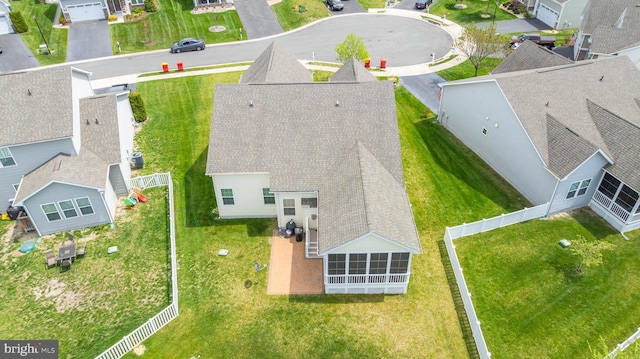 aerial view with a residential view