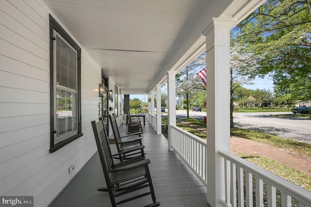 deck featuring covered porch