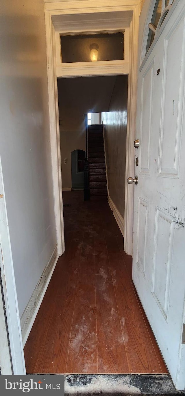 2641 N Bouvier St, Philadelphia, PA 19132 - hall featuring baseboards and dark wood-type flooring