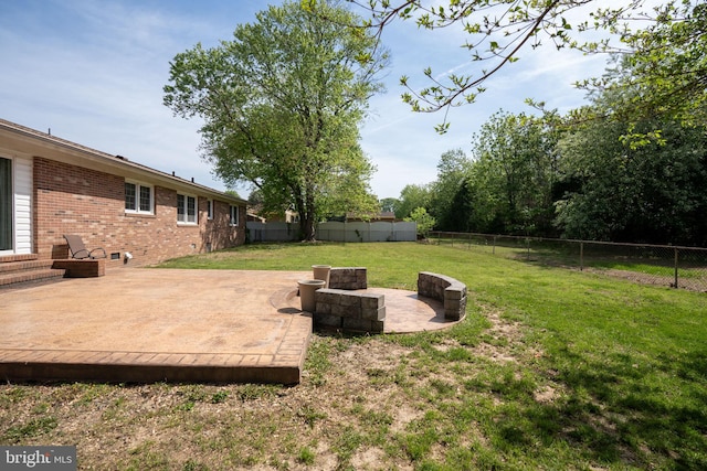79 Darl Cir, Colonial Beach, VA 22443 - view of yard with a patio, a fire pit, and a fenced backyard