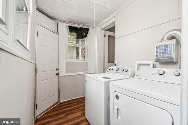 2227 Page St, Philadelphia, PA 19121 - washroom featuring laundry area, washer and clothes dryer, a textured ceiling, and dark wood-style floors