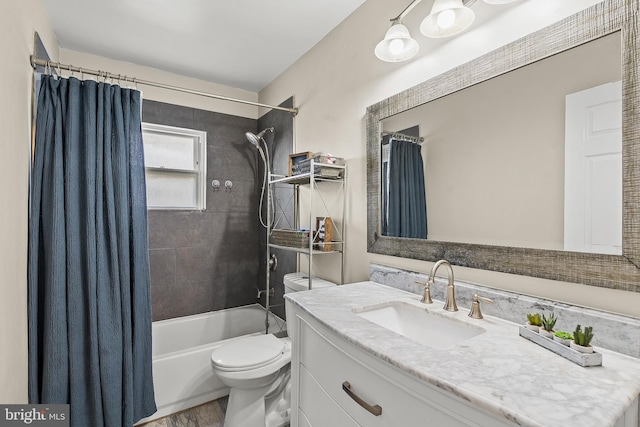 6842 Queens Ferry Rd, Baltimore, MD 21239 - bathroom with shower / bath combination with curtain, vanity, and toilet