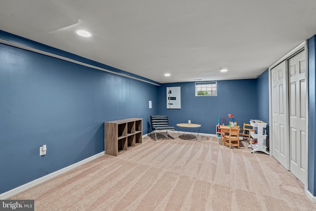 6842 Queens Ferry Rd, Baltimore, MD 21239 - rec room featuring carpet, recessed lighting, and baseboards