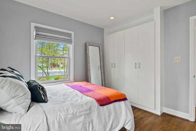 2006 Scroggins Rd, Alexandria, VA 22302 - bedroom with a closet, recessed lighting, baseboards, and dark wood-style floors