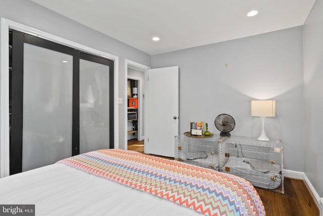 2006 Scroggins Rd, Alexandria, VA 22302 - bedroom with recessed lighting, baseboards, wood finished floors, and a closet