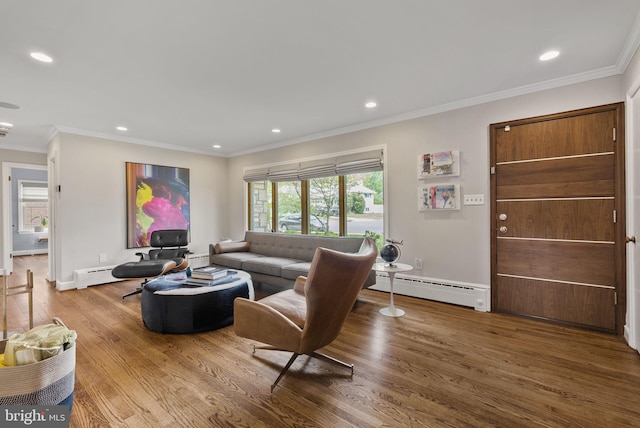2006 Scroggins Rd, Alexandria, VA 22302 - living area featuring recessed lighting, wood finished floors, and a baseboard radiator