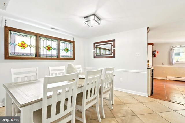 dining room featuring visible vents and light tile patterned floors