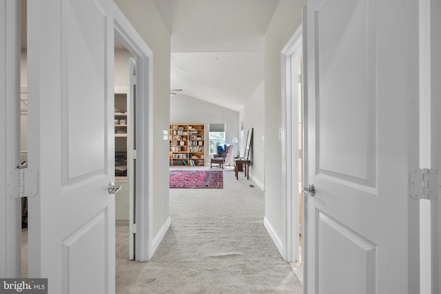 57 Primrose Hill Ln, Annapolis, MD 21403 - hallway featuring baseboards, vaulted ceiling, and carpet flooring