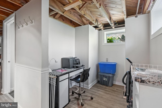 office area with wood finished floors