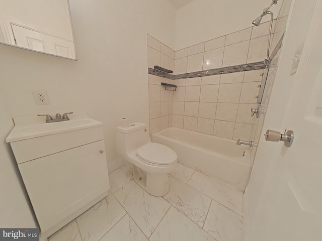 2138 N 18th St, Philadelphia, PA 19121 - full bathroom with shower / bath combination, vanity, baseboards, toilet, and marble finish floor
