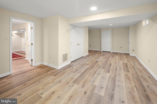 13423 Fairland Park Dr, Silver Spring, MD 20904 - finished below grade area featuring recessed lighting, baseboards, visible vents, and light wood finished floors