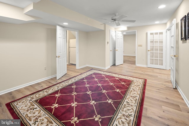 13423 Fairland Park Dr, Silver Spring, MD 20904 - unfurnished bedroom with baseboards, recessed lighting, wood finished floors, and freestanding refrigerator