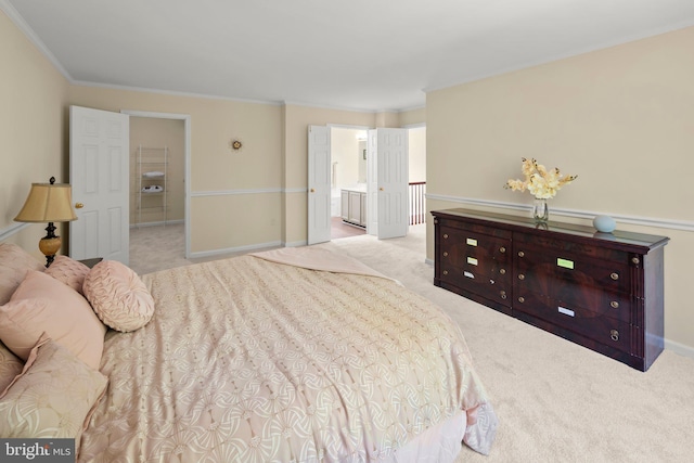 13423 Fairland Park Dr, Silver Spring, MD 20904 - carpeted bedroom featuring ornamental molding and ensuite bathroom