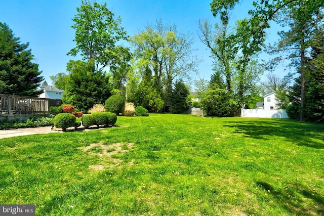 view of yard with fence