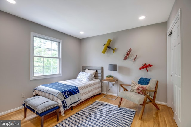 3306 Landover St, Alexandria, VA 22305 - bedroom with wood finished floors, a closet, baseboards, and recessed lighting